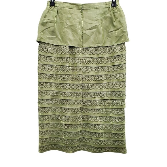 Nina Massini Vintage Avocado Green Taffeta Layered Lace Formal Skirt Plus 14 - Picture 8 of 8